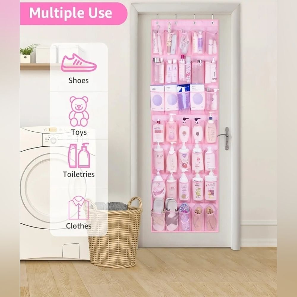 🔸️NIB Pink 35-Pocket Over the Door Hanging Storage Organizer